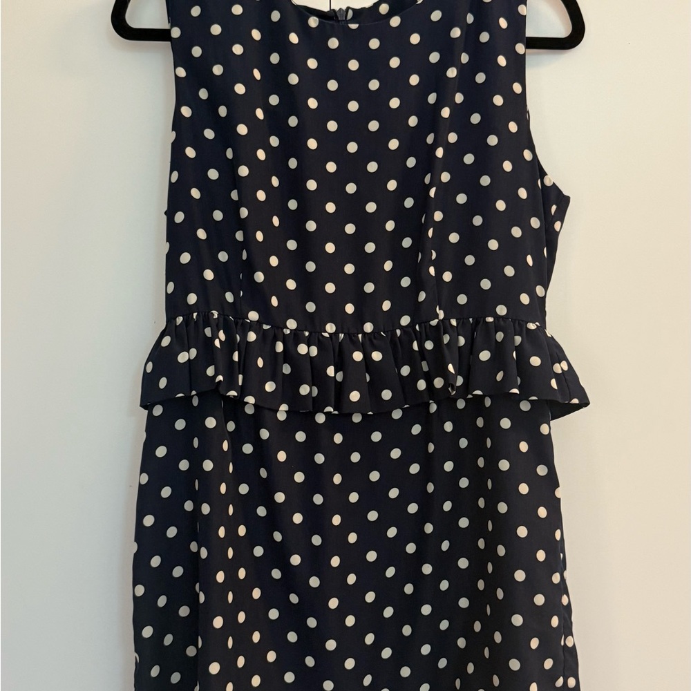 Polka Dot Sleeveless Cocktail Dress - Navy and White